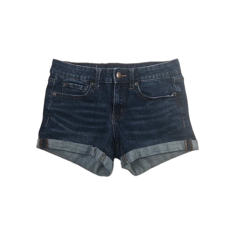 Womens Denim Shorts Size 6 AERO Low Rise MIDI Blue Stretch Denim